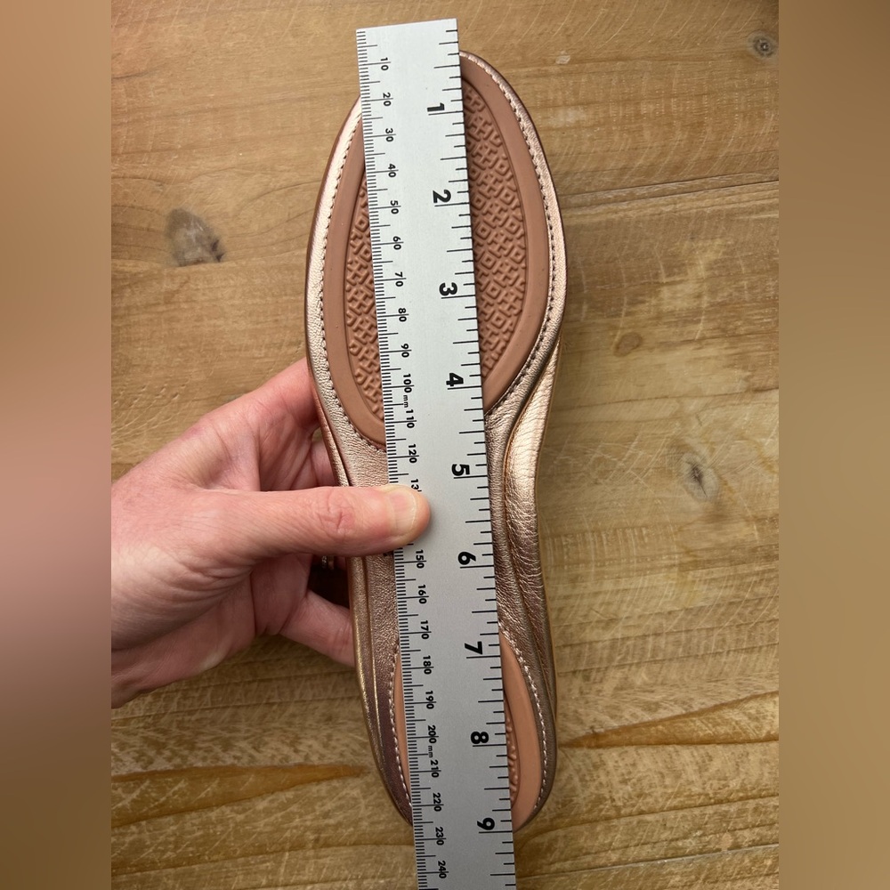 Tory Burch Minnie Travel Leather Ballet Flat Rose Gold Size 6 New - Picture 10 of 10